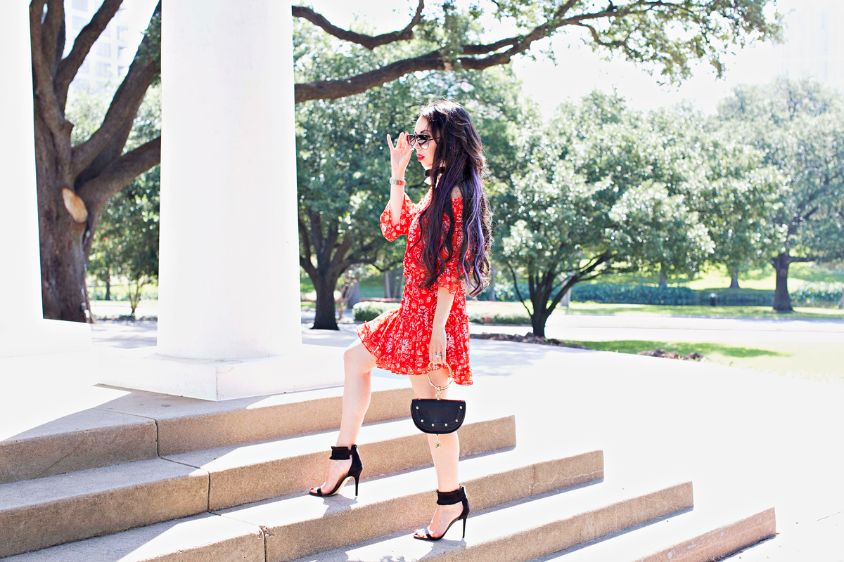 MISA red bandana print dress